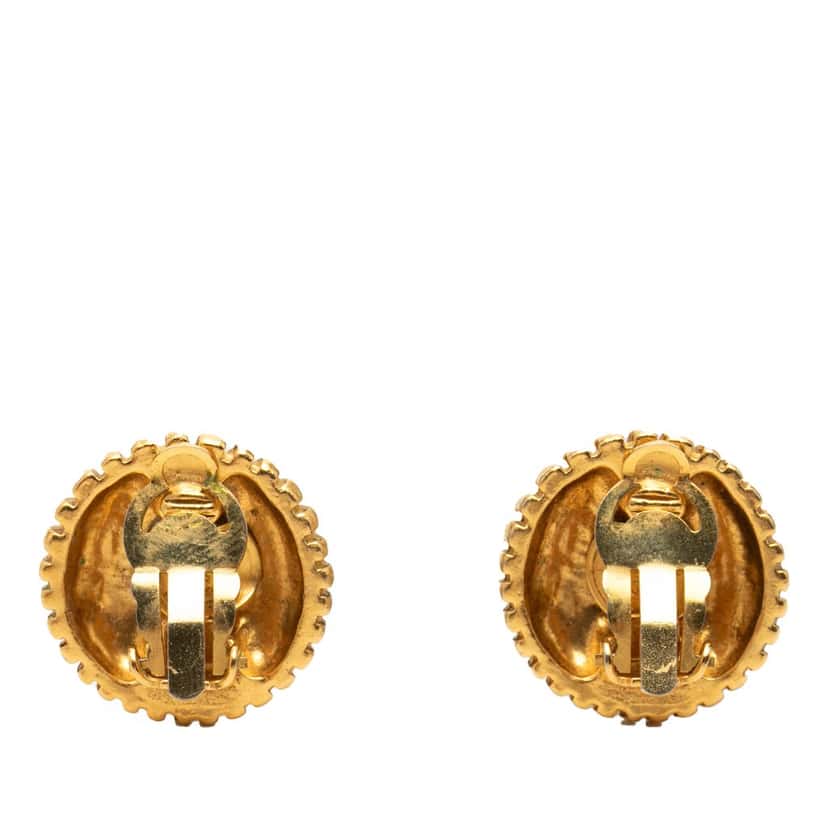 Chanel Gold Plated CC Sunburst Clip On Earrings Gold Metal Very good condition - Back View