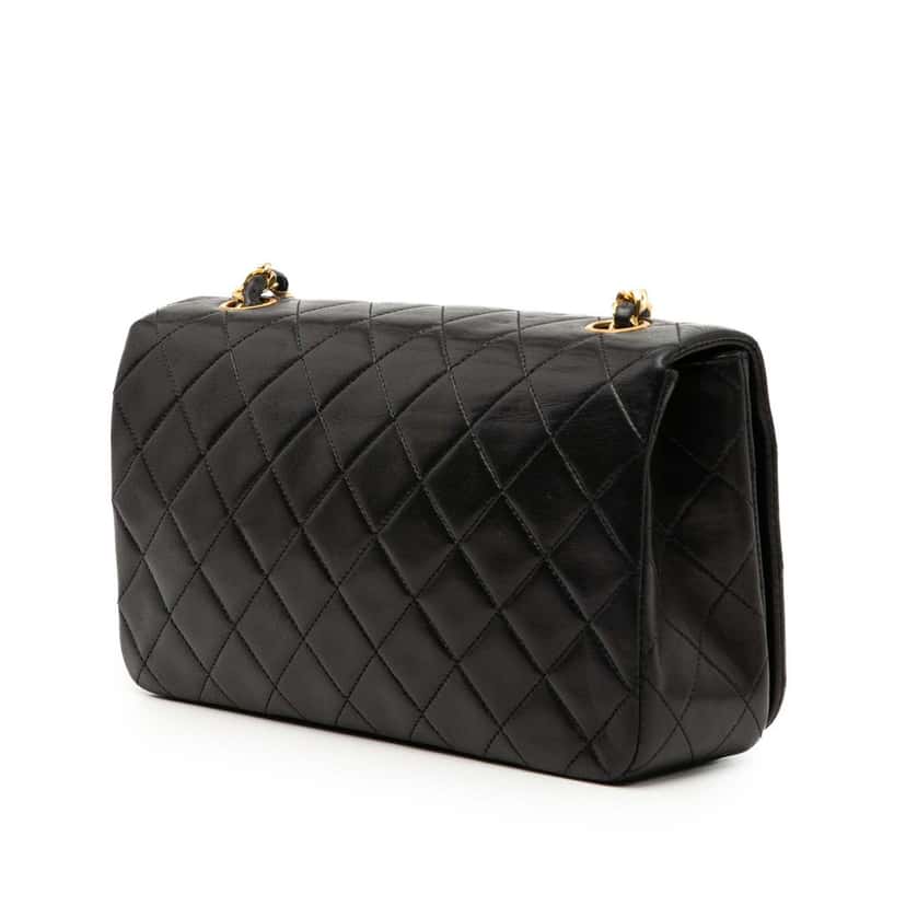Chanel Medium Quilted Lambskin Full Flap Black Leather Very good condition - Back View