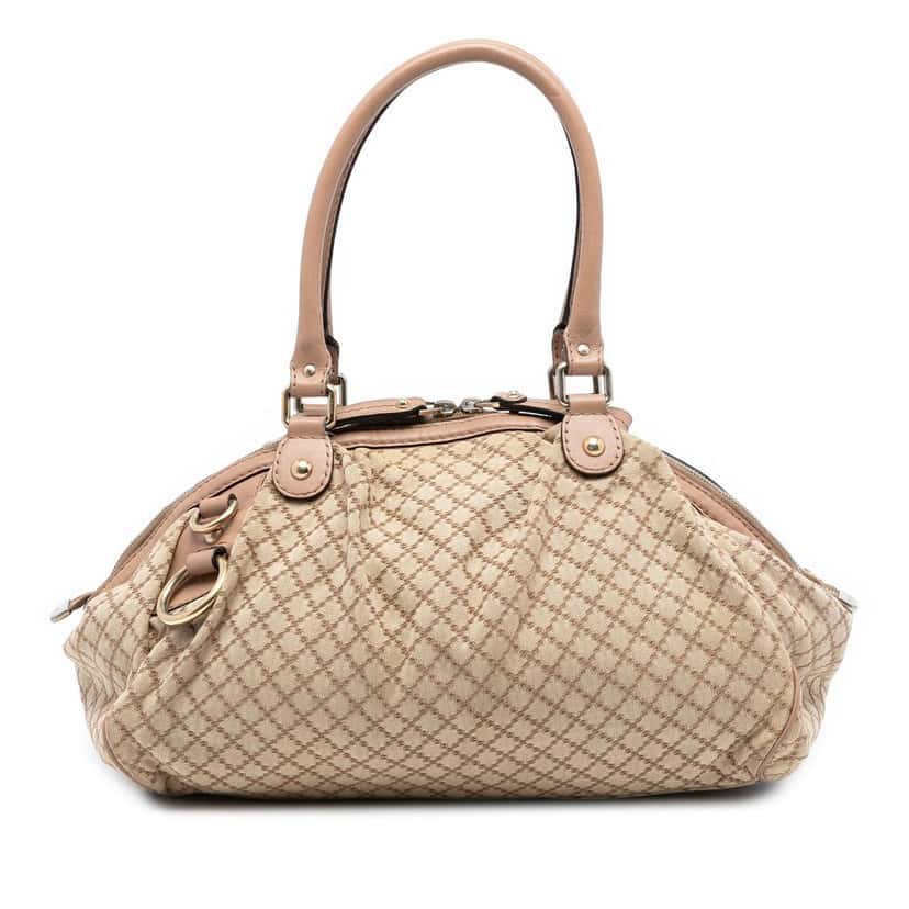Gucci Diamante Canvas Sukey Satchel Beige Good condition - Front View