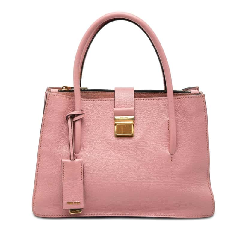 Miu Miu Goatskin Madras Handbag Pink Leather Very good condition - Front View
