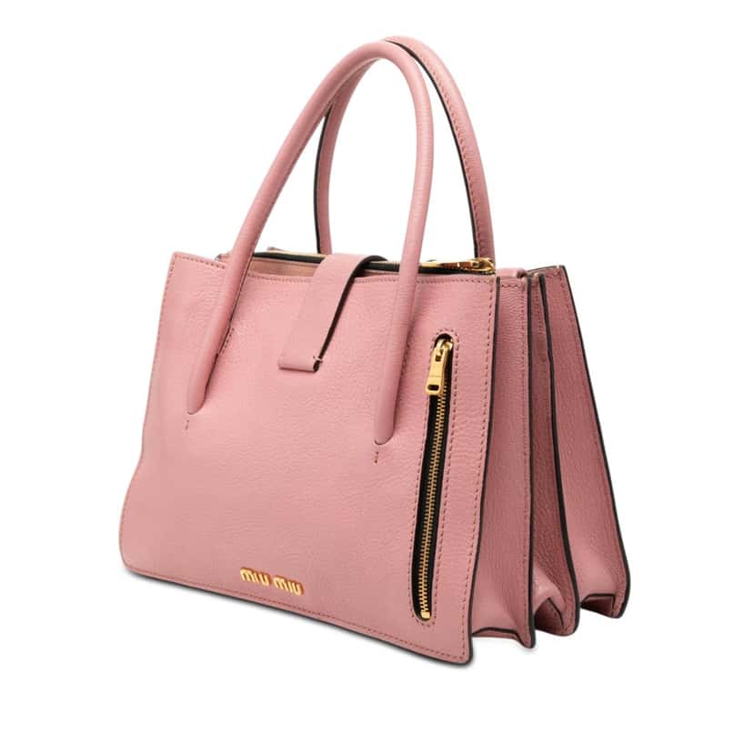 Miu Miu Goatskin Madras Handbag Pink Leather Very good condition - Back View