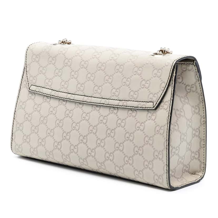 Gucci Medium Guccissima Emily Shoulder Bag White Leather Very good condition - Back View