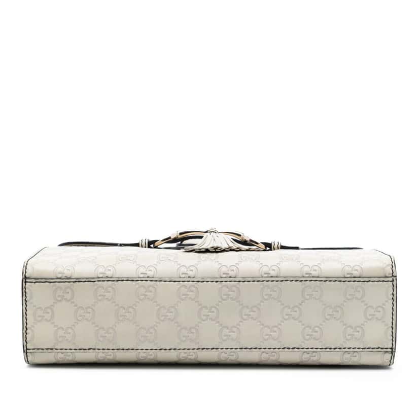 Gucci Medium Guccissima Emily Shoulder Bag White Leather Very good condition - Inside View
