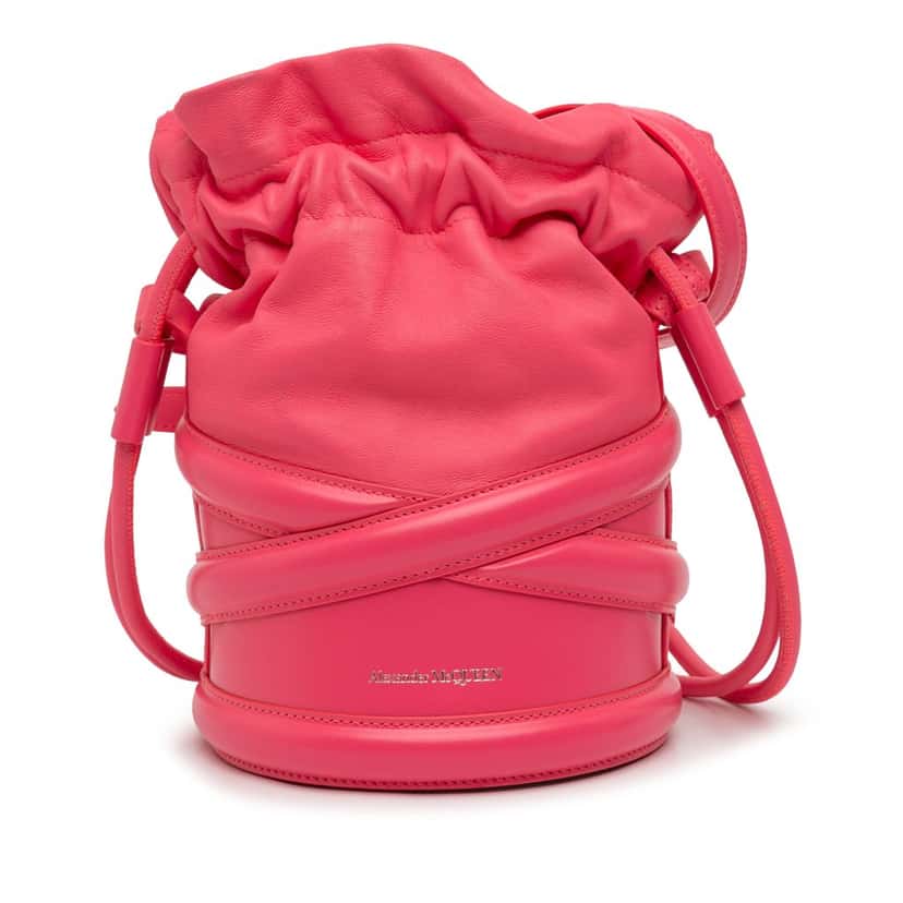 Alexander McQueen Calfskin The Soft Curve Bucket Bag Pink Leather Very good condition - Front View