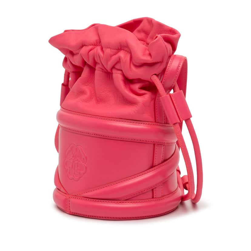 Alexander McQueen Calfskin The Soft Curve Bucket Bag Pink Leather Very good condition - Back View