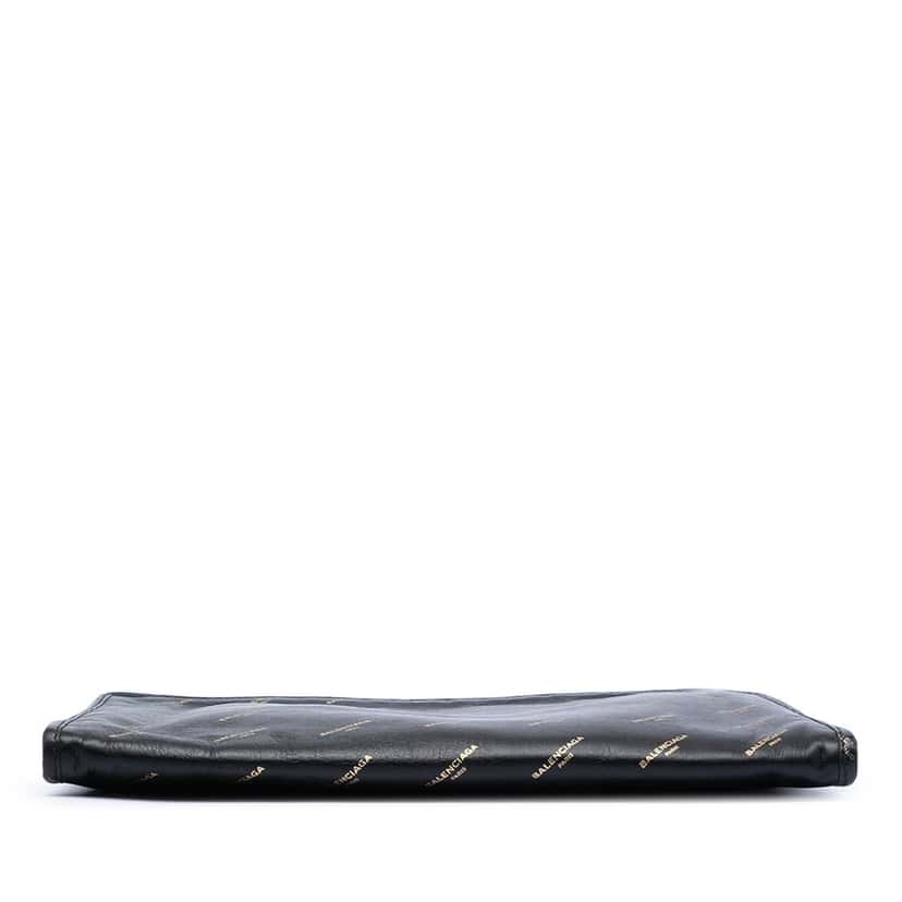 Balenciaga Lambskin Allover Logo Zip Pouch Black Leather Very good condition - Inside View