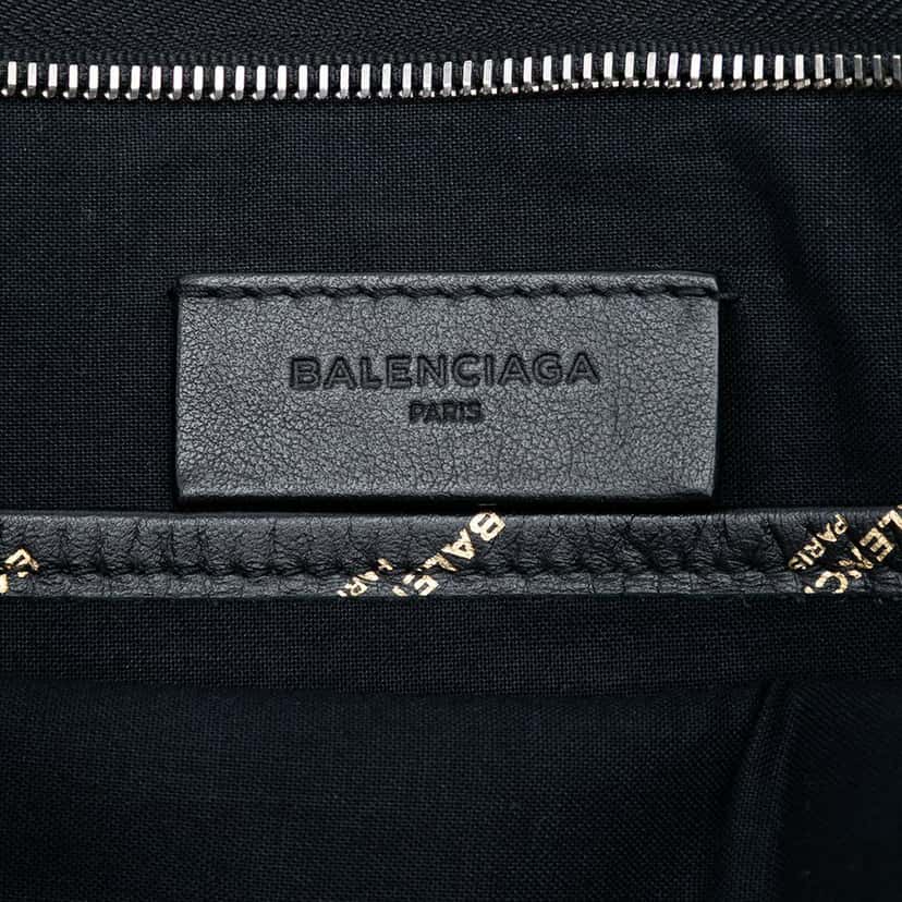 Balenciaga Lambskin Allover Logo Zip Pouch Black Leather Very good condition - Box View