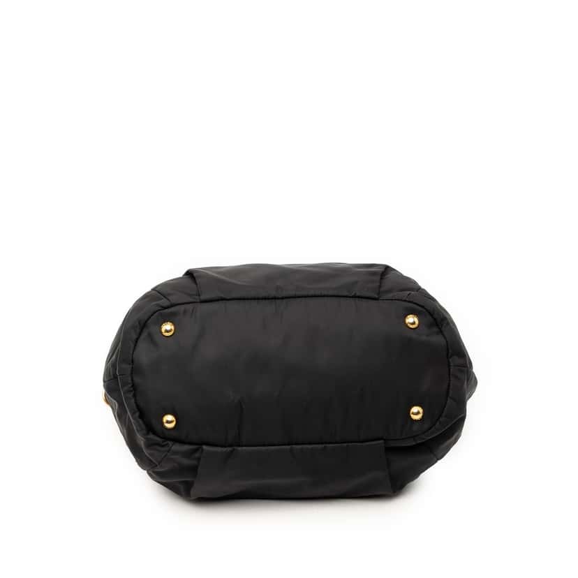 Prada Vitello Daino Trimmed Tessuto Satchel Black Very good condition - Inside View