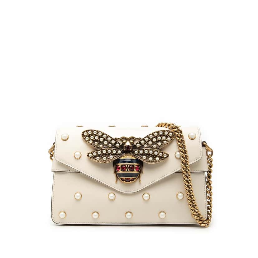 Gucci Mini Leather Queen Margaret Broadway Satchel White Leather Very good condition - Front View