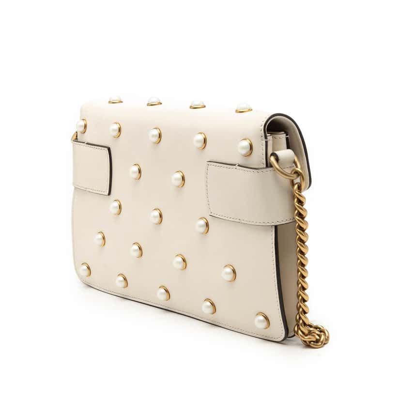 Gucci Mini Leather Queen Margaret Broadway Satchel White Leather Very good condition - Back View