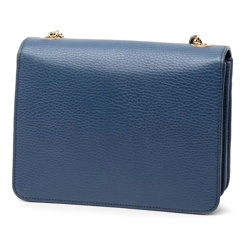 Gucci Small Dollar Calfskin Interlocking G Crossbody Blue Leather Very good condition - Back View