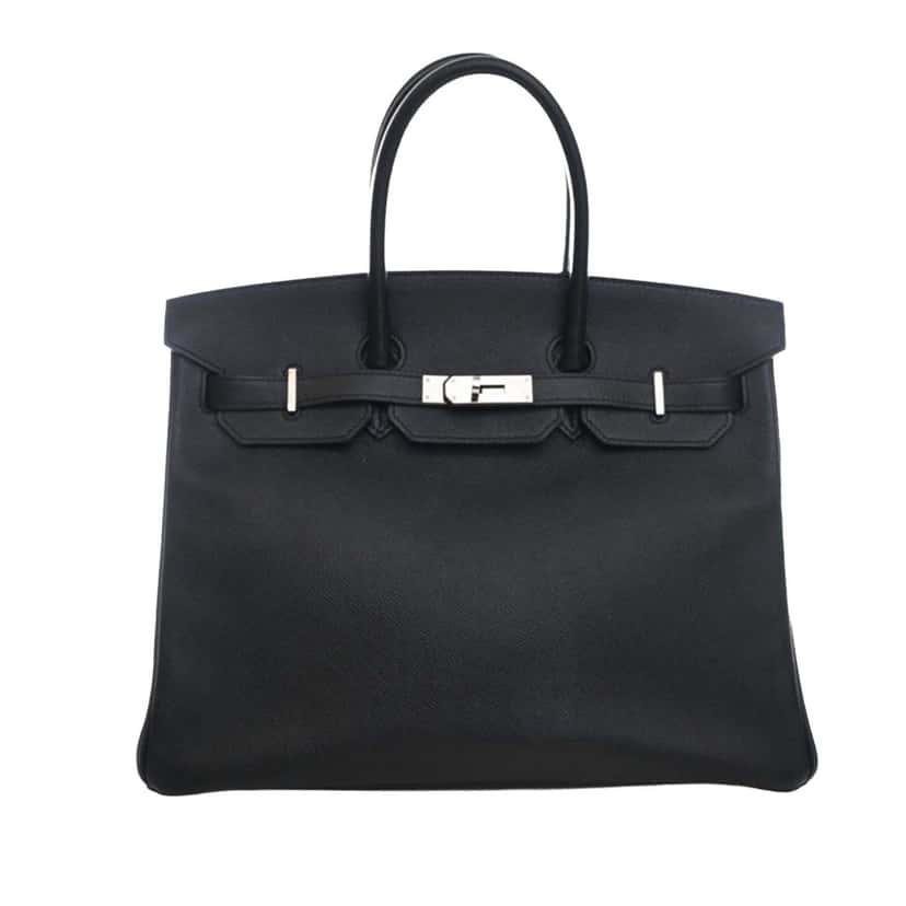Hermès Epsom Birkin Retourne 35 Black Leather Very good condition - Front View