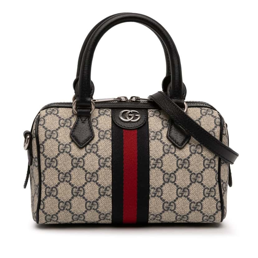 Gucci Mini GG Supreme Ophidia Web Satchel Beige Very good condition - Front View