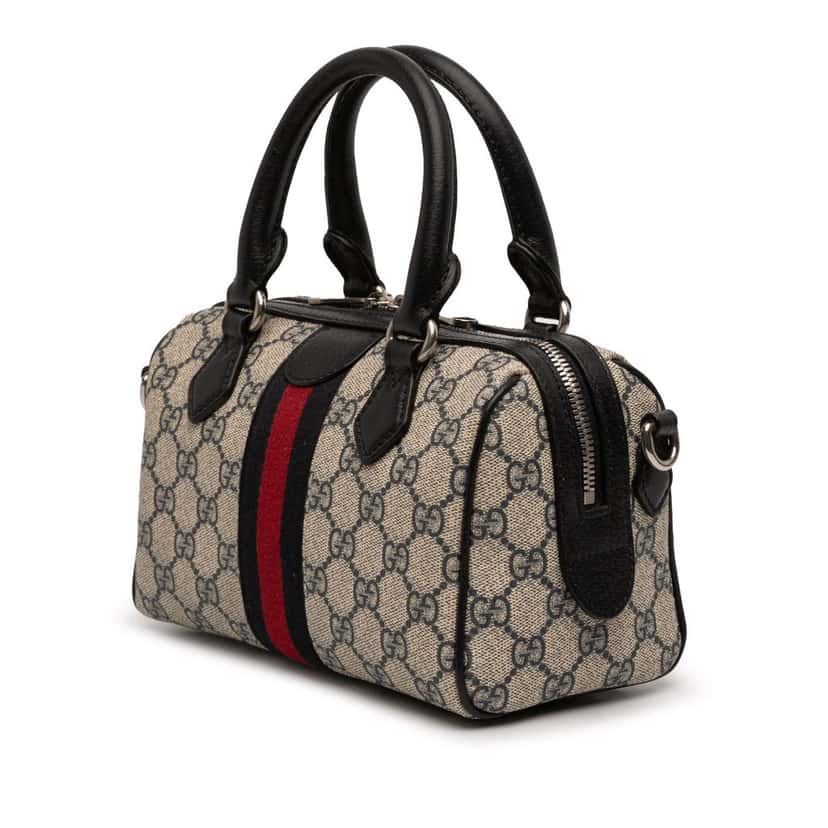 Gucci Mini GG Supreme Ophidia Web Satchel Beige Very good condition - Back View