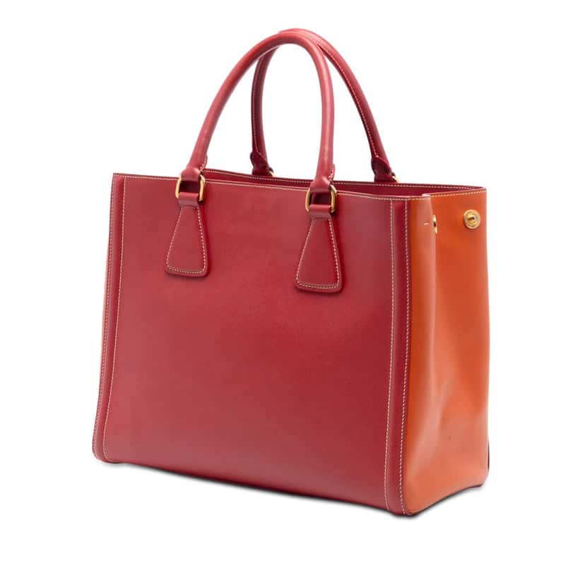 Prada Bicolor Saffiano Lux Satchel Red Leather Very good condition - Back View