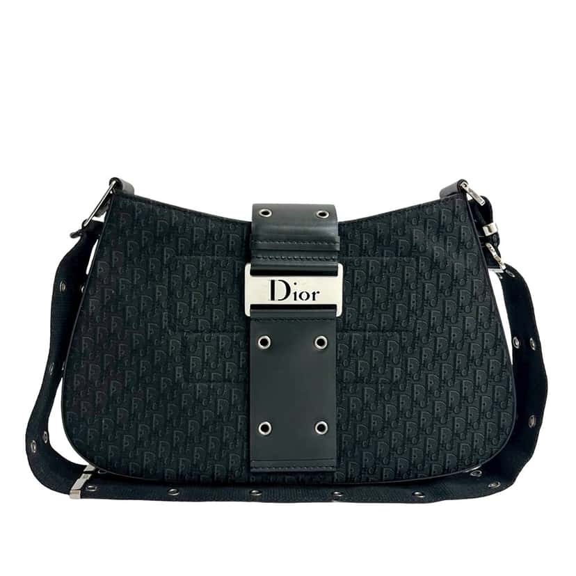 Dior Canvas Street Chic Columbus Shoulder Bag Black Very good condition - Front View