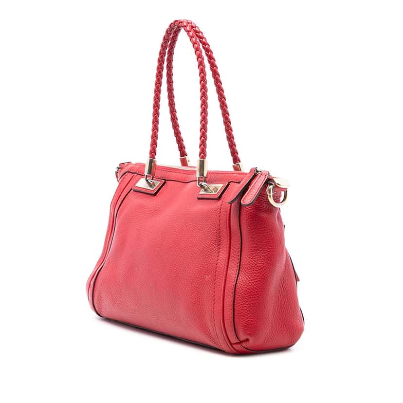 Gucci Pebbled Calfskin Bella Satchel Red Leather Very good condition - Back View