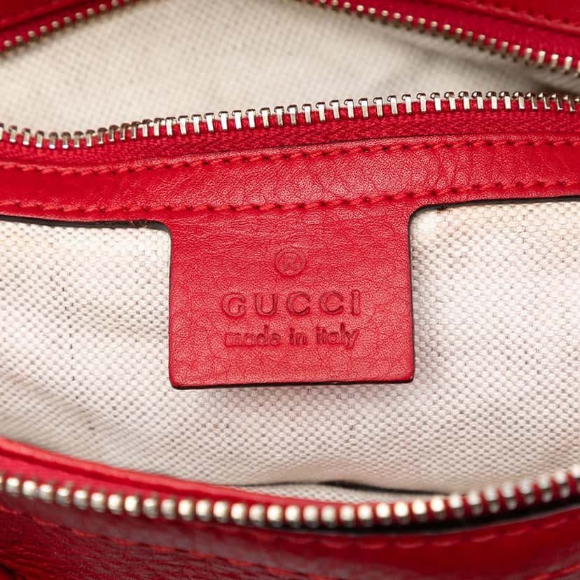 Gucci Pebbled Calfskin Bella Satchel Red Leather Very good condition - Box View