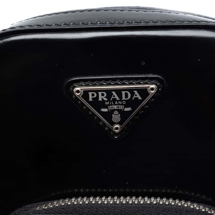 Prada Mini Brushed Leather Phone Pouch Black Leather Very good condition - Box View