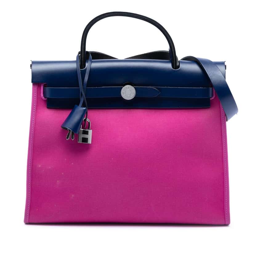 Hermès Toile Herbag Zip 31 Pink Very good condition - Front View