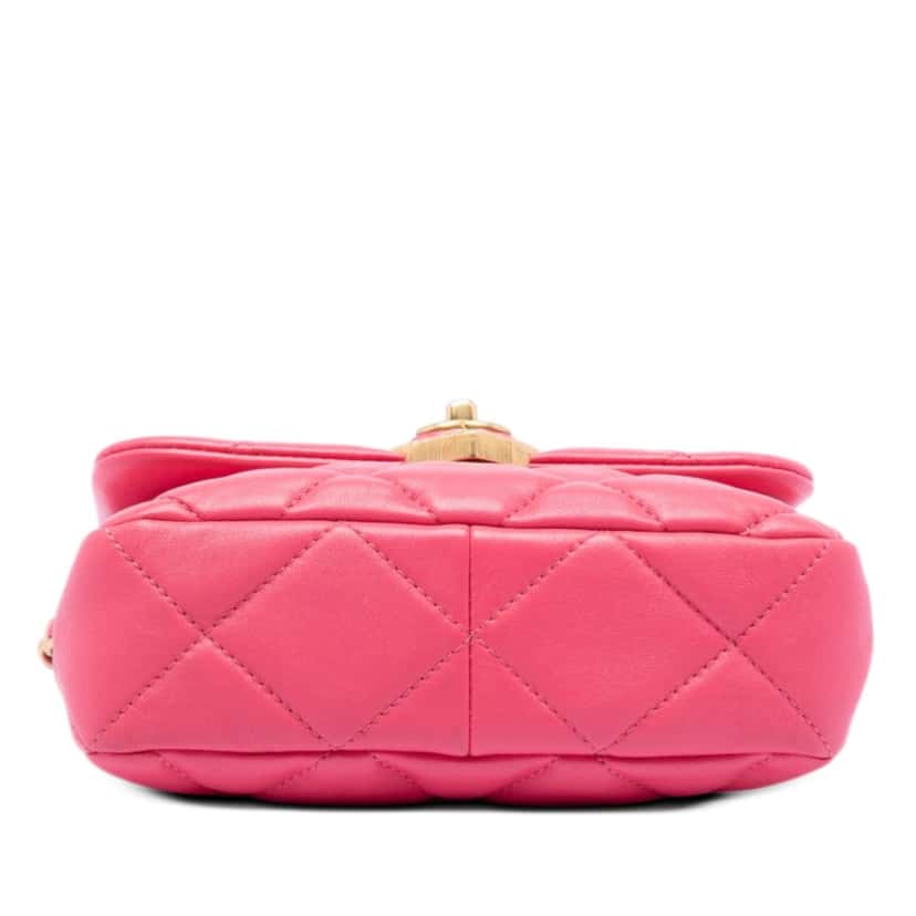 Chanel Mini Quilted Lambskin Acrylic Coco Love Flap Pink Leather Very good condition - Inside View
