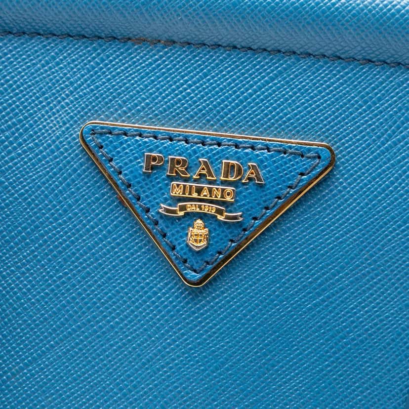 Prada Saffiano Lux Parabole Tote Blue Leather Very good condition - Box View