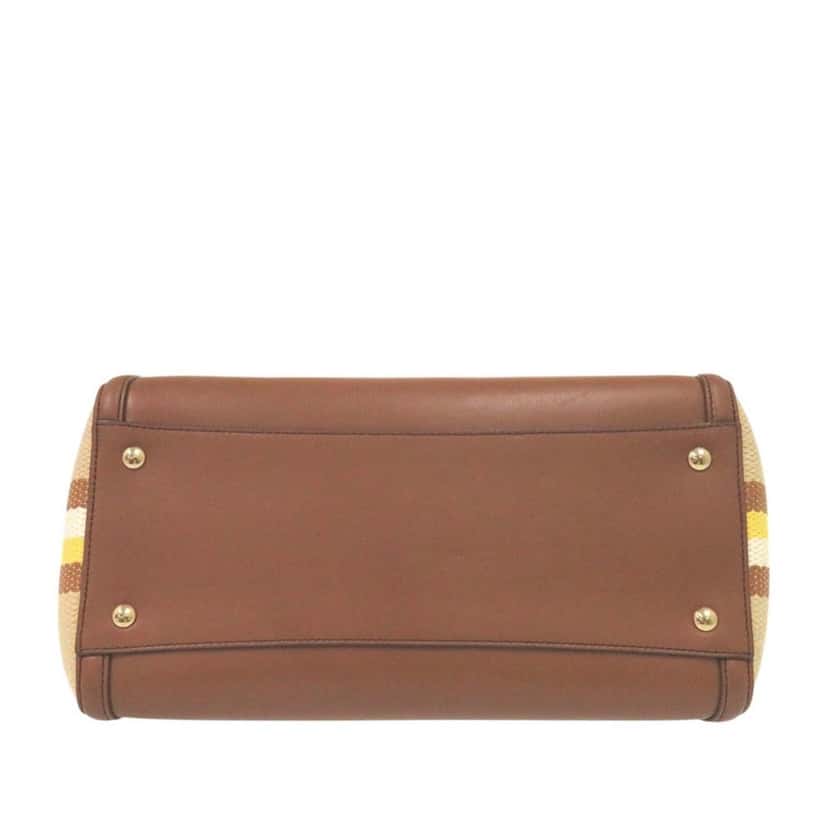 Ferragamo Medium Striped Canvas and Leather Amy Tote Beige Very good condition - Inside View