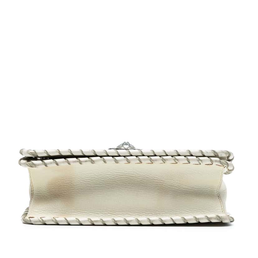Miu Miu Goatskin Madras Floral Embossed Crossbody White Leather Very good condition - Inside View