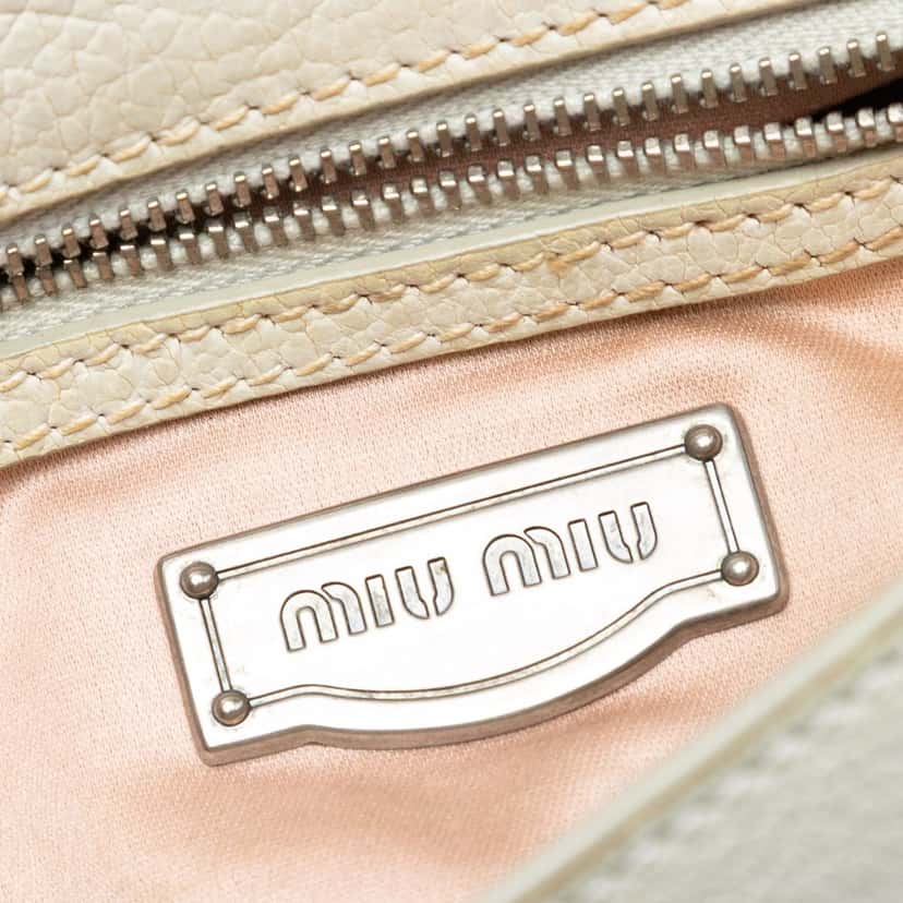 Miu Miu Goatskin Madras Floral Embossed Crossbody White Leather Very good condition - Box View
