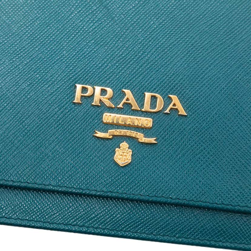 Prada Saffiano Lux Wallet on Chain Blue Leather Very good condition - Box View