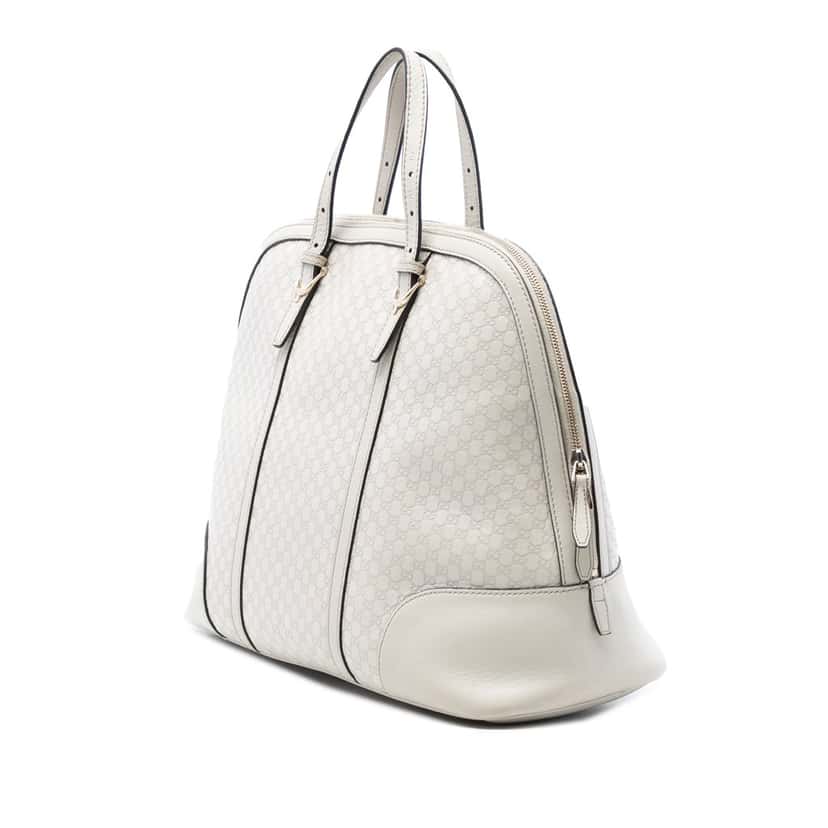 Gucci Large Microguccissima Nice Dome Top Handle Bag White Leather Very good condition - Back View