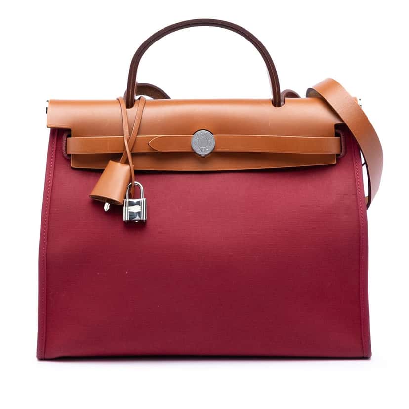 Hermès Toile Herbag Zip 31 Red Very good condition - Front View