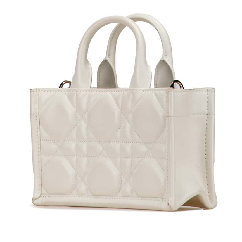 Dior Mini Calfskin Macrocannage Book Tote White Leather Very good condition - Back View