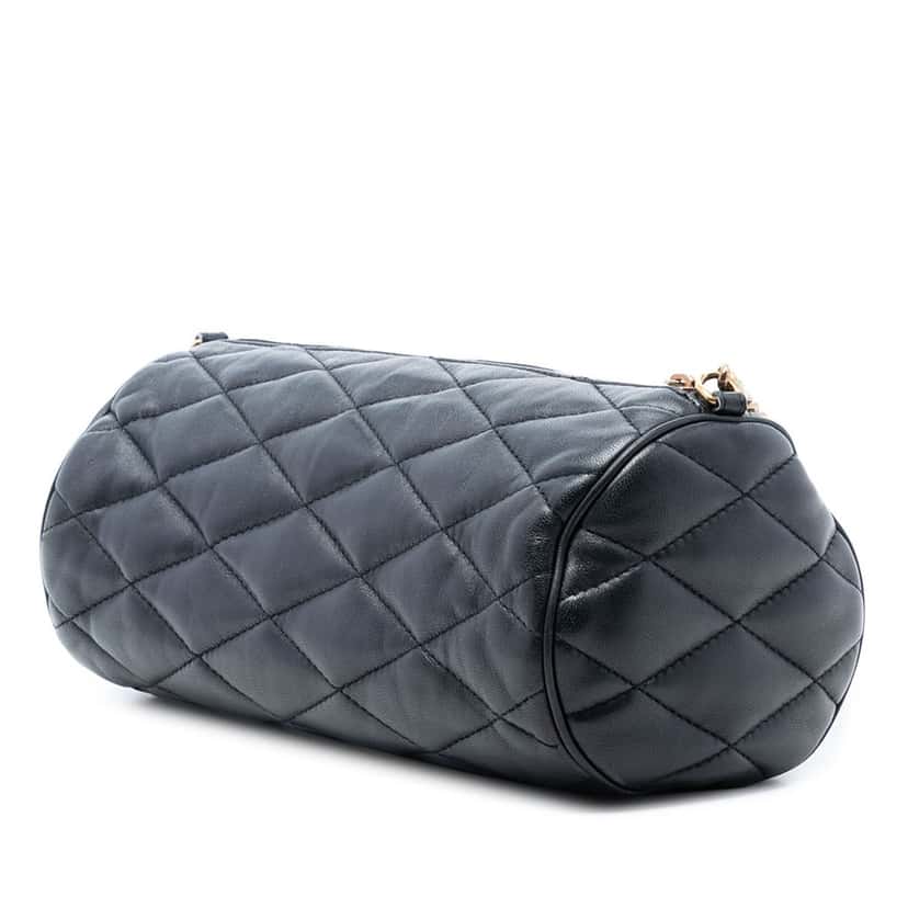 Saint Laurent Small Quilted Lambskin Sade Tube Bag Black Leather Very good condition - Back View