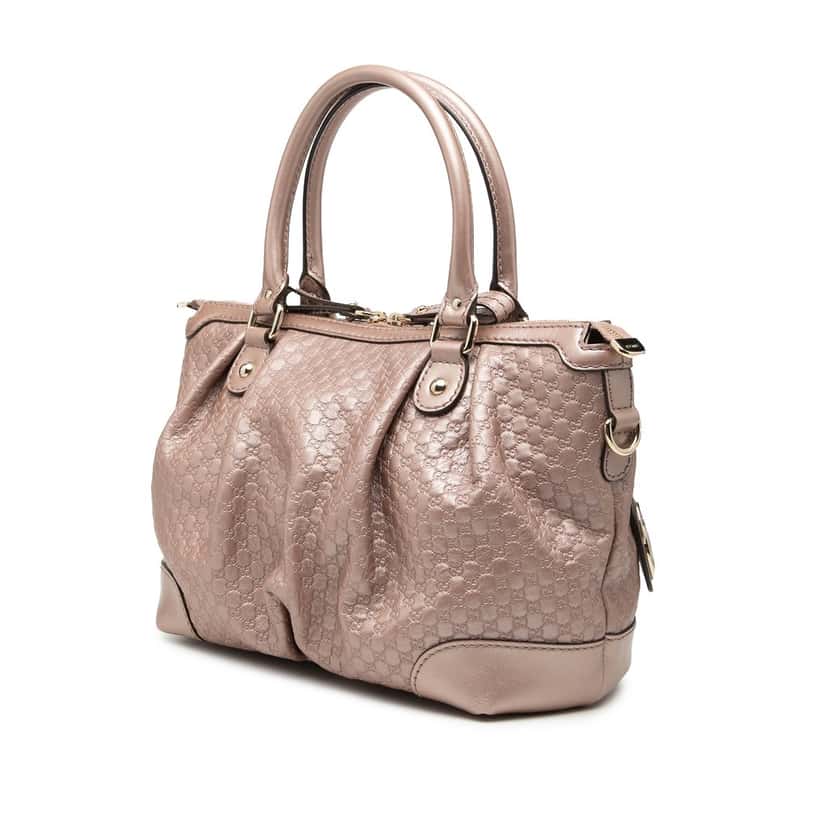 Gucci Metallic Microguccissima Sukey Satchel Pink Leather Very good condition - Back View