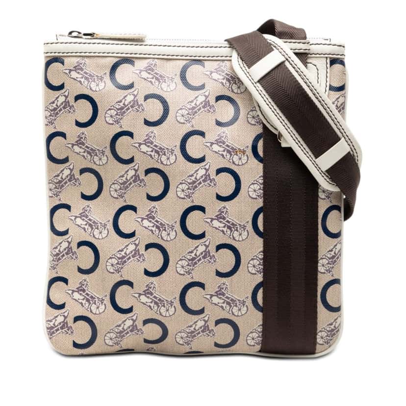 Celine C Carriage Coated Canvas Crossbody Beige Very good condition - Front View