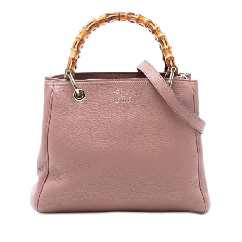 Gucci Small Calfskin Bamboo Shopper Satchel Pink Leather Very good condition - Front View