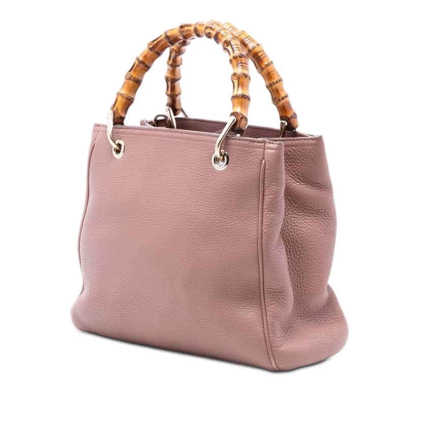 Gucci Small Calfskin Bamboo Shopper Satchel Pink Leather Very good condition - Back View