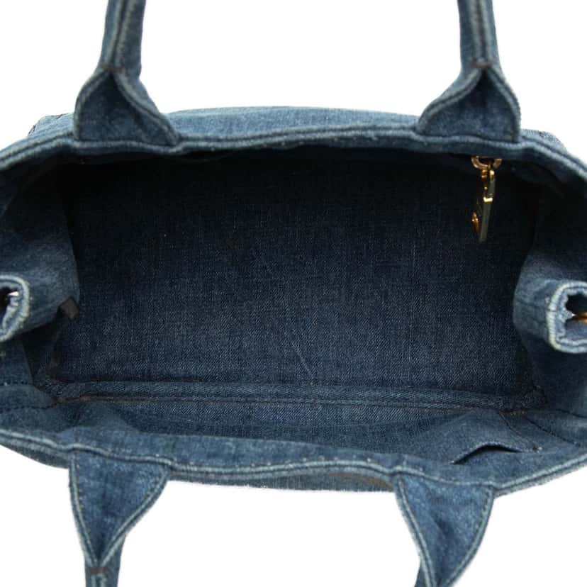 Prada Small Denim Canapa Logo Satchel Blue Very good condition - Model View