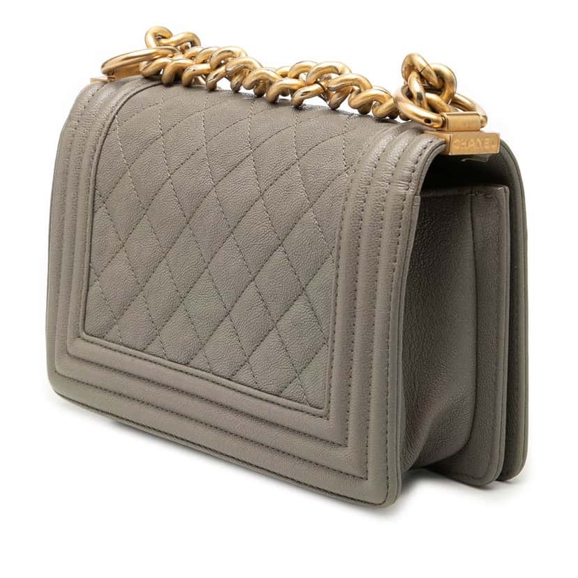 Chanel Small Quilted Caviar Boy Flap Brown Leather Very good condition - Back View