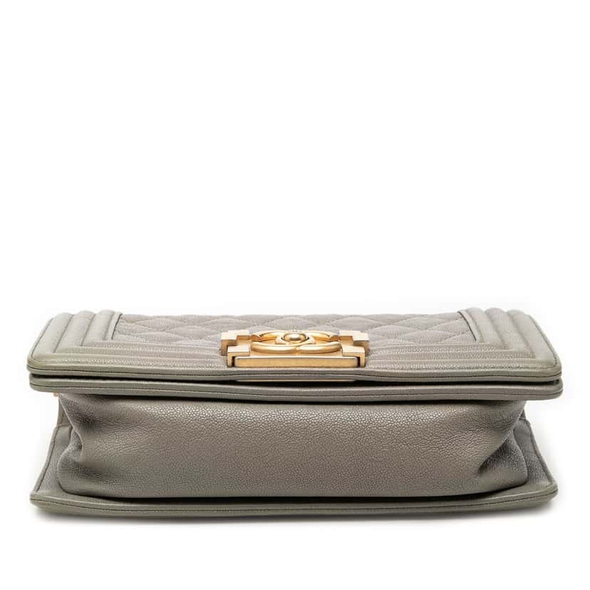 Chanel Small Quilted Caviar Boy Flap Brown Leather Very good condition - Inside View