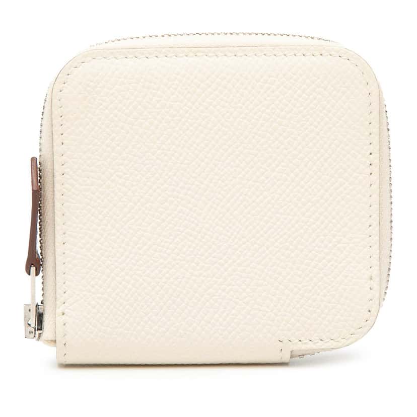 Hermès Epsom Silk'In Compact Wallet White Leather Very good condition - Front View