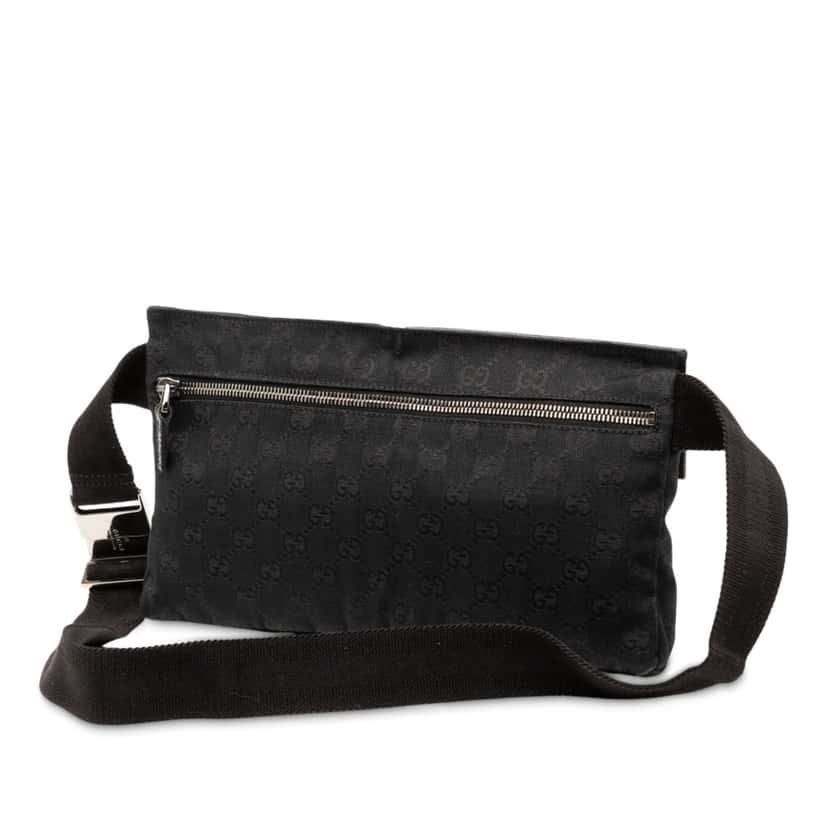 Gucci GG Canvas Double Pocket Belt Bag Black Very good condition - Back View