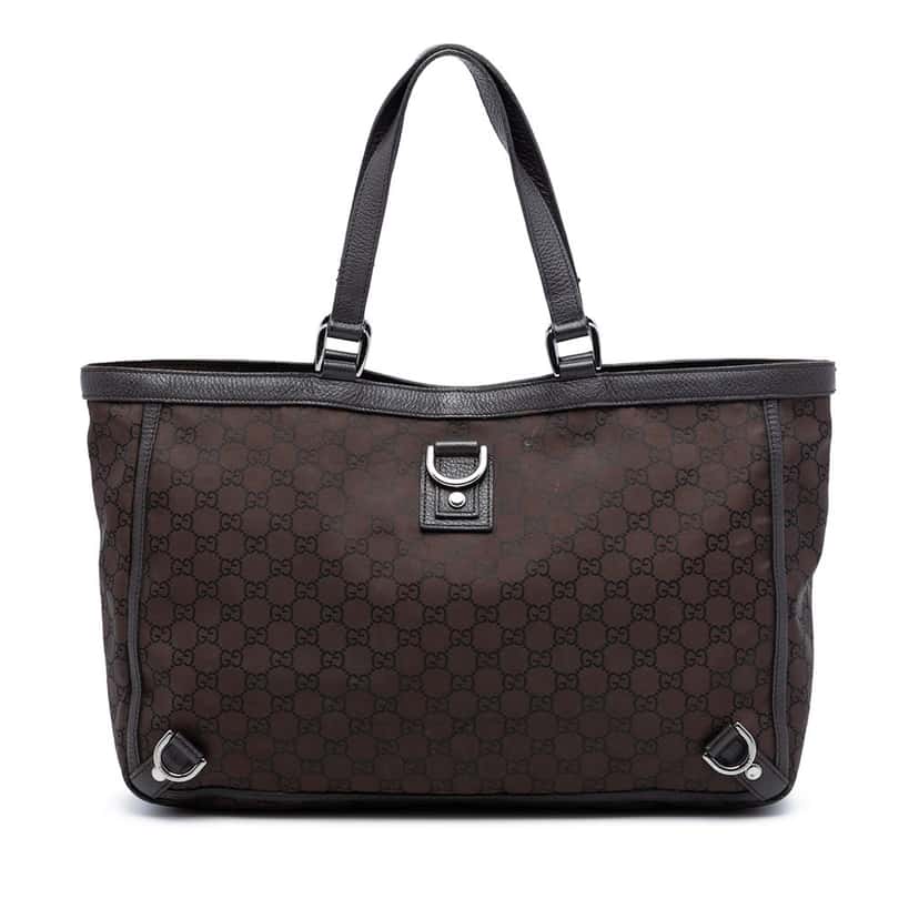 Gucci GG Nylon Abbey D Ring Tote Brown Very good condition - Front View