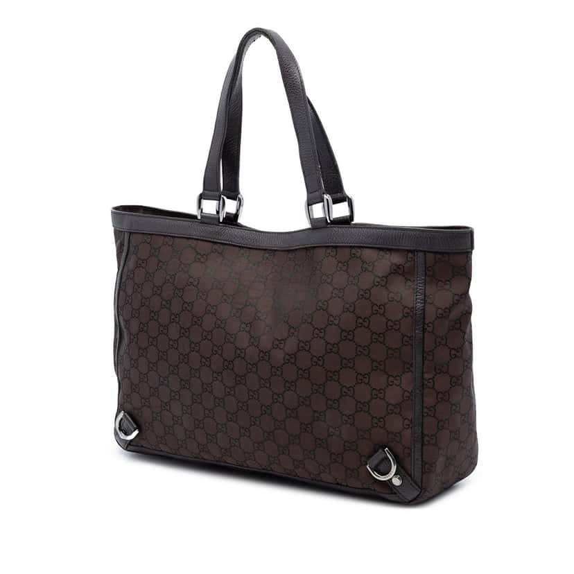 Gucci GG Nylon Abbey D Ring Tote Brown Very good condition - Back View