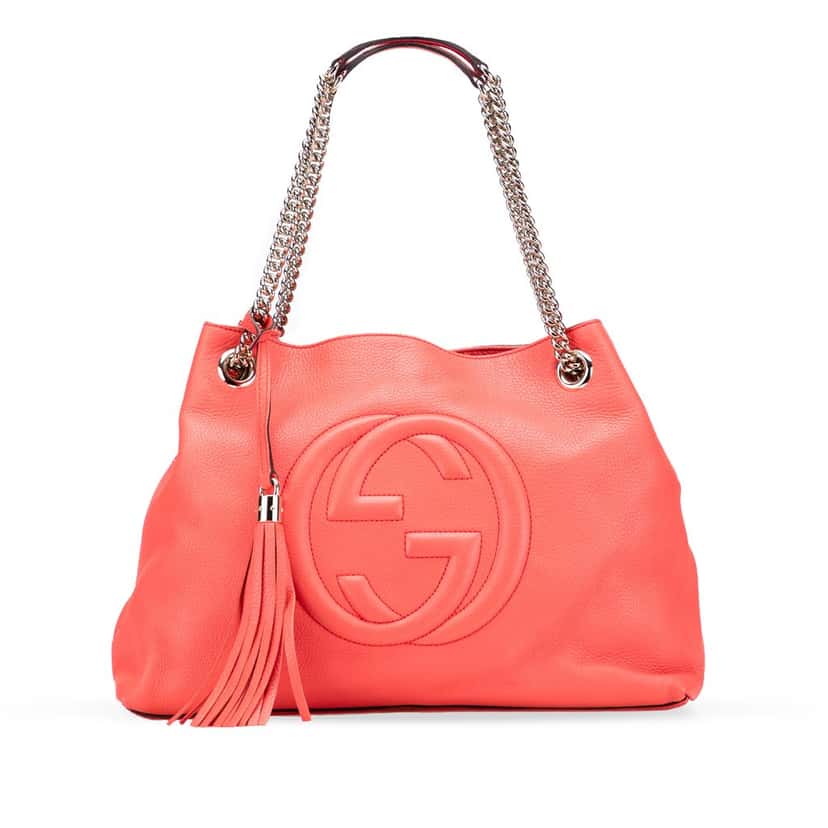 Gucci Medium Calfskin Soho Chain Tote Pink Leather Very good condition - Front View