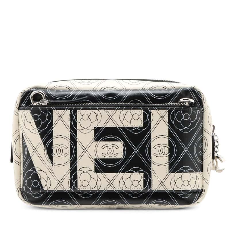 Chanel Coated Canvas Camellia Logo Camera Bag Black Very good condition - Back View