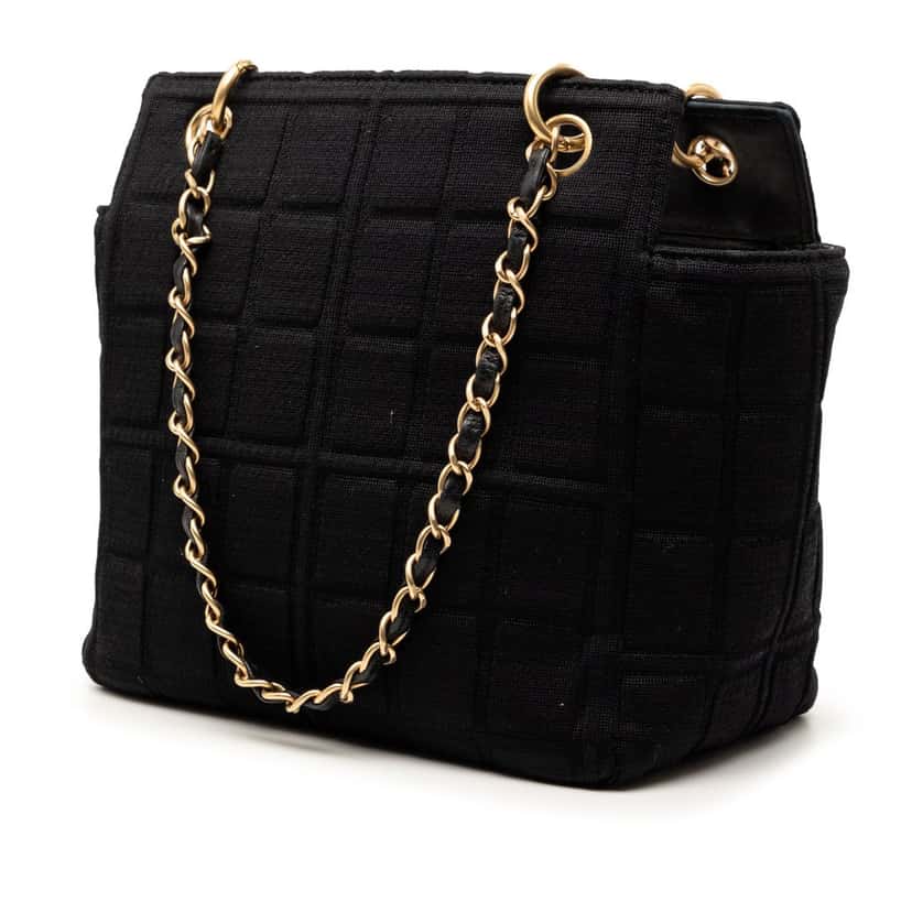 Chanel Jersey CC Chocolate Bar Shoulder Bag Black Very good condition - Back View