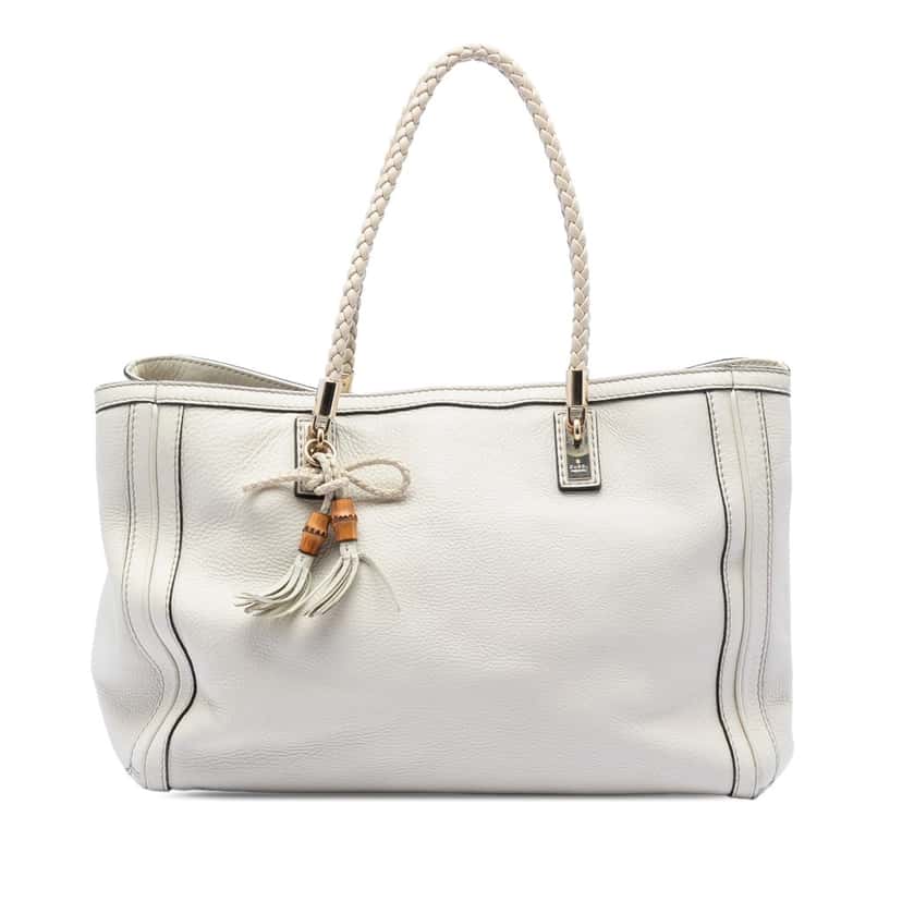Gucci Medium Leather Bella Tote White Leather Very good condition - Front View