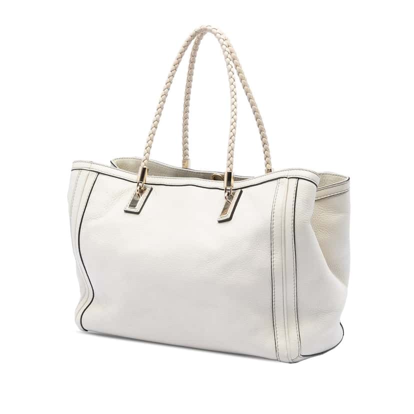 Gucci Medium Leather Bella Tote White Leather Very good condition - Back View